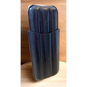 Cigar Case Carrier Inner Liner Black Leather Outer 3 Cigars Smoke Pocket Holder